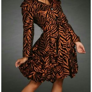 Jerry T 2x Orange Formal Zebra Print Jacket